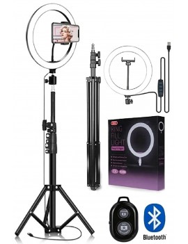 linarya Youtuber Tiktok Çekim Işıklı Makyaj Işığı Ring Light 10 Inç 2.1 M Tripod Bluetooth Kumandalı